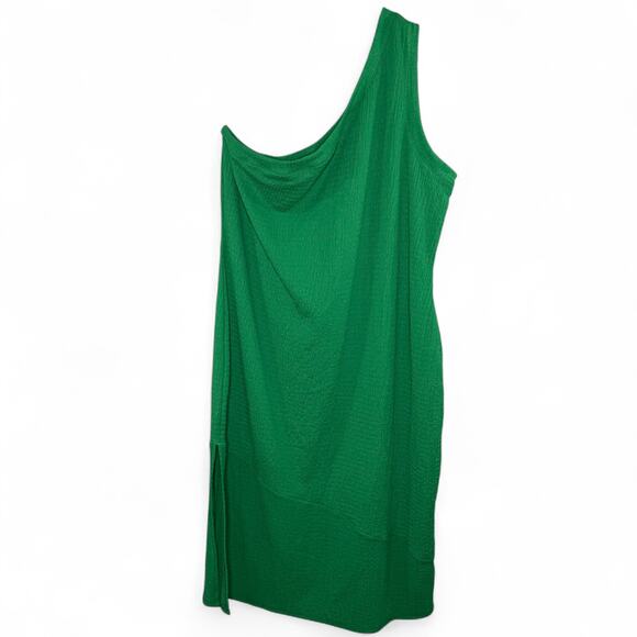 AVLN Studio Green One Shoulder Knit Midi Dress XXL Stitch Fix Minimalist Resort - Picture 2 of 10